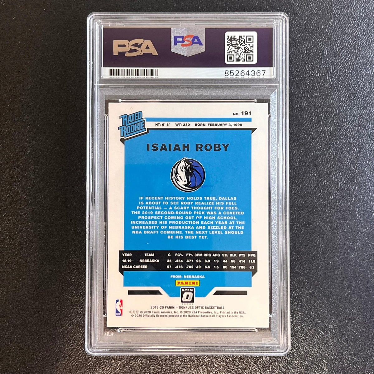 2019-20 Donruss Optic Rated Rookie #191 Isaiah Roby Signed Card PSA Slabbed Mave