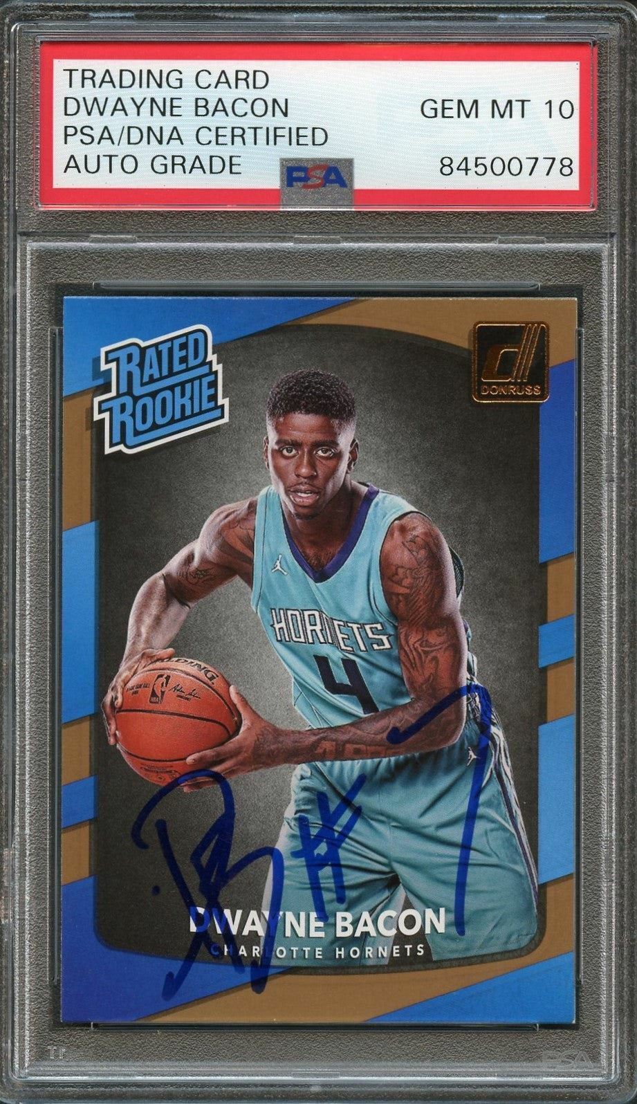 2017-18 Donruss Rated Rookie #161 Dwayne Bacon Signed Card AUTO 10 PSA/DNA Slabb