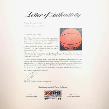 1997-98 Seattle Supersonics Team Signed Basketball PSA/DNA Autographed