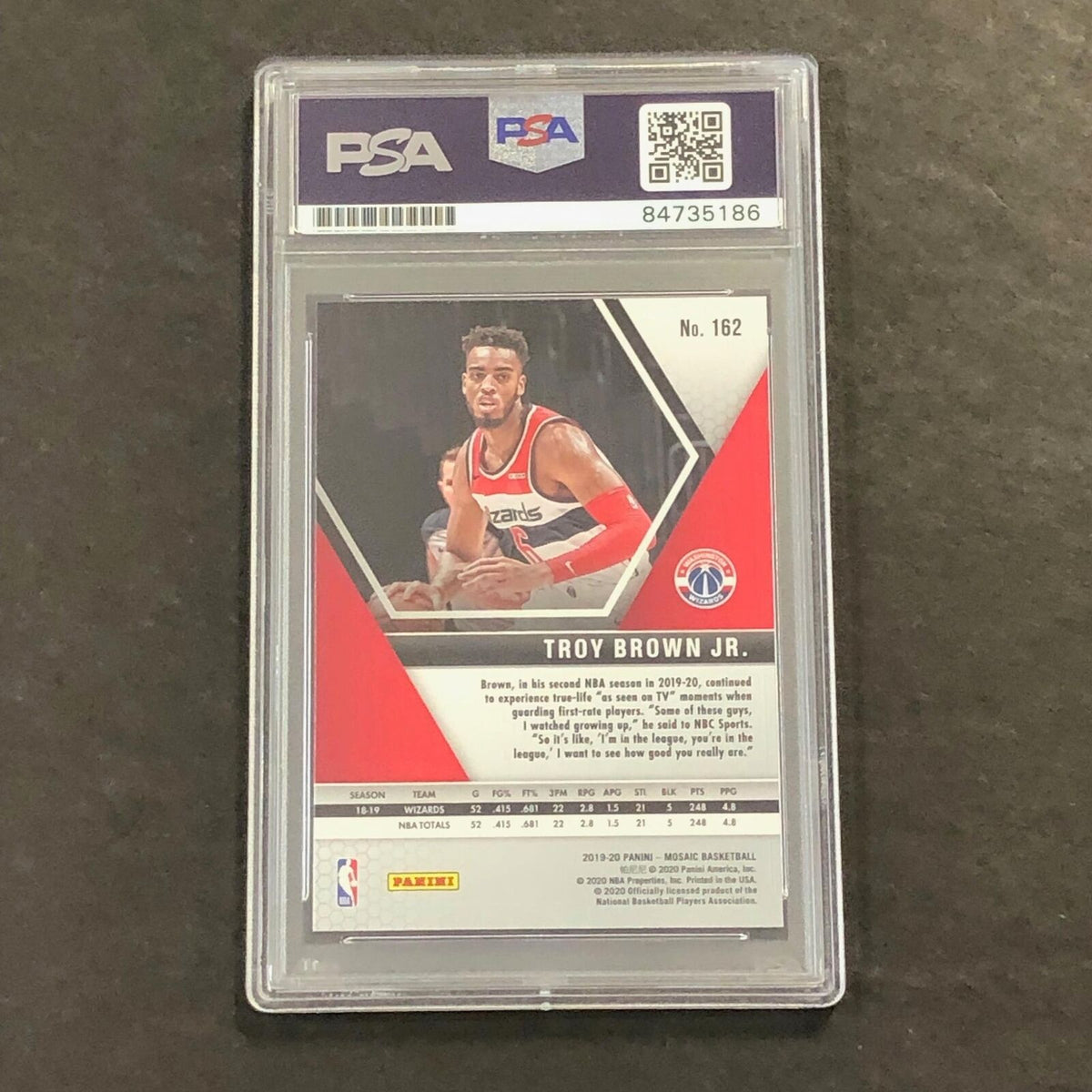 2019-20 Panini Mosaic #162 TROY BROWN JR. Signed Card AUTO PSA RC Rookie Slabbed