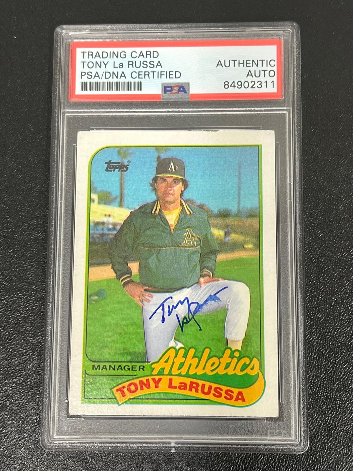 1989 Topps #224 Tony La Russa Signed Card Auto PSA Slabbed Oakland Athletics