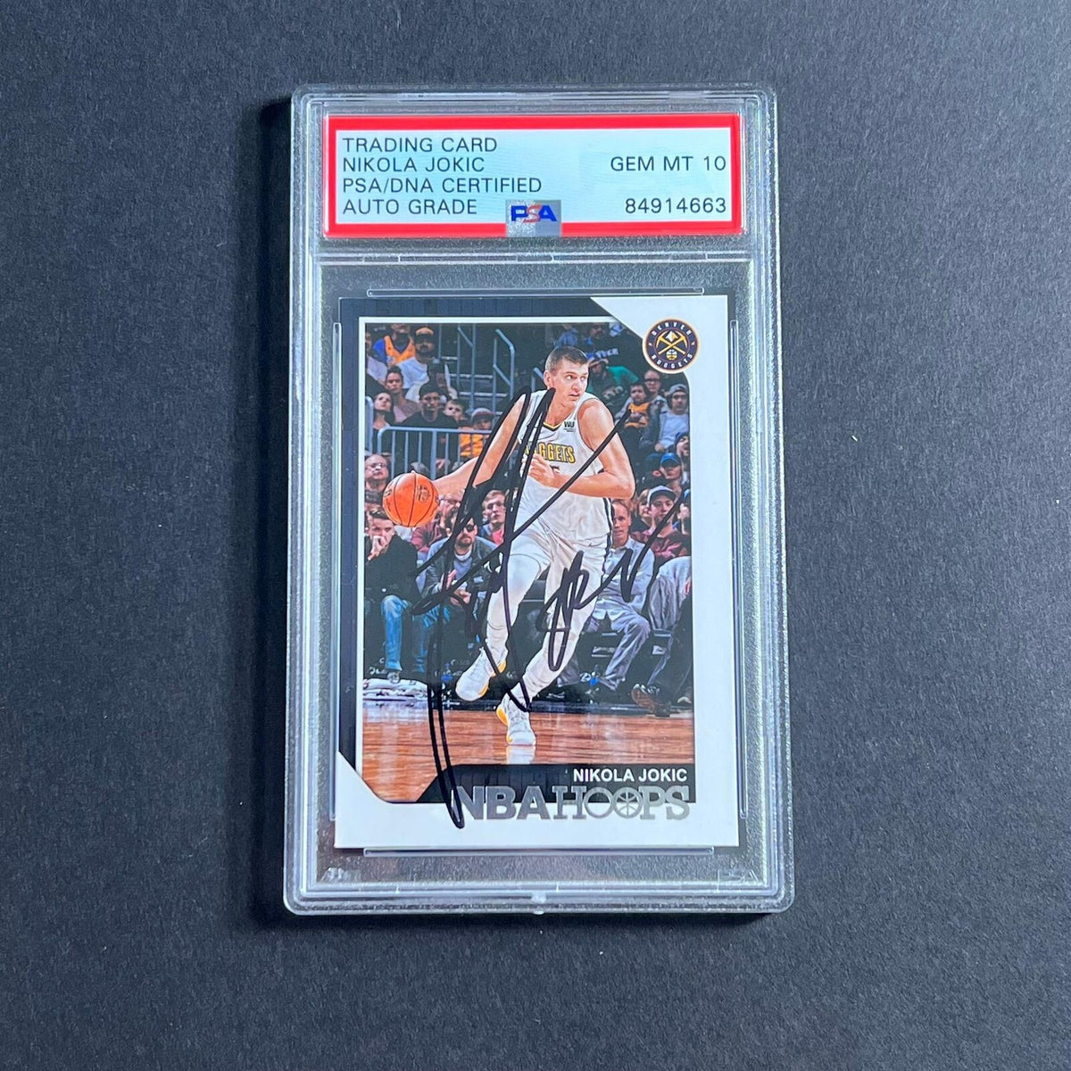 2018-19 Panini NBA Hoops #2 Nikola Jokic Signed Card Auto Grade 10 PSA Slabbed N