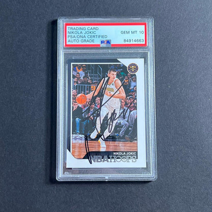 2018-19 Panini NBA Hoops #2 Nikola Jokic Signed Card Auto Grade 10 PSA Slabbed N