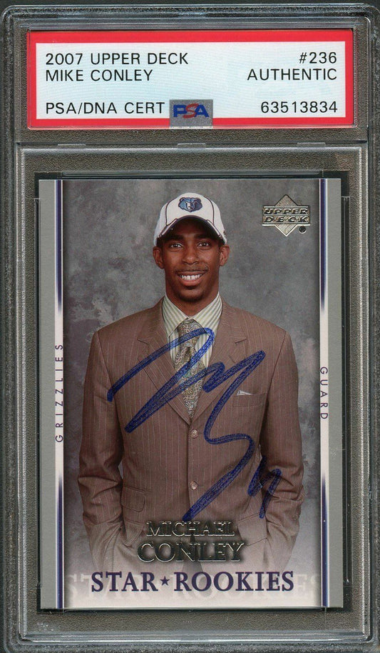 2007-08 UPPER DECK STAR ROOKIES #236 Mike Conley signed Auto Card PSA/DNA Slabbe