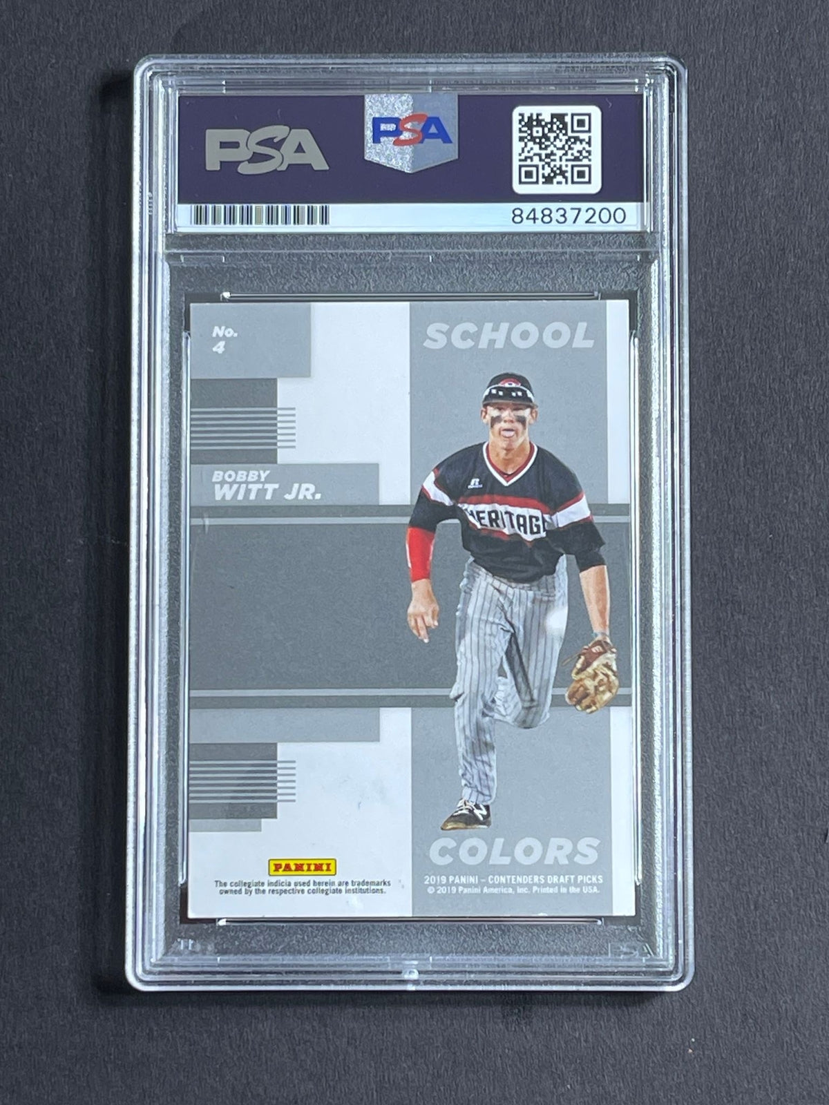 2019 Panini Contenders Draft Picks #4 Bobby Witt Jr Signed Card PSA Slabbed