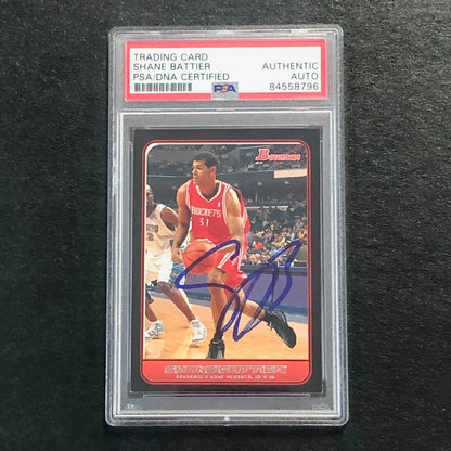 2006-07 Bowman Basketball #72 Shane Battier Signed Card AUTO PSA Slabbed Rockets