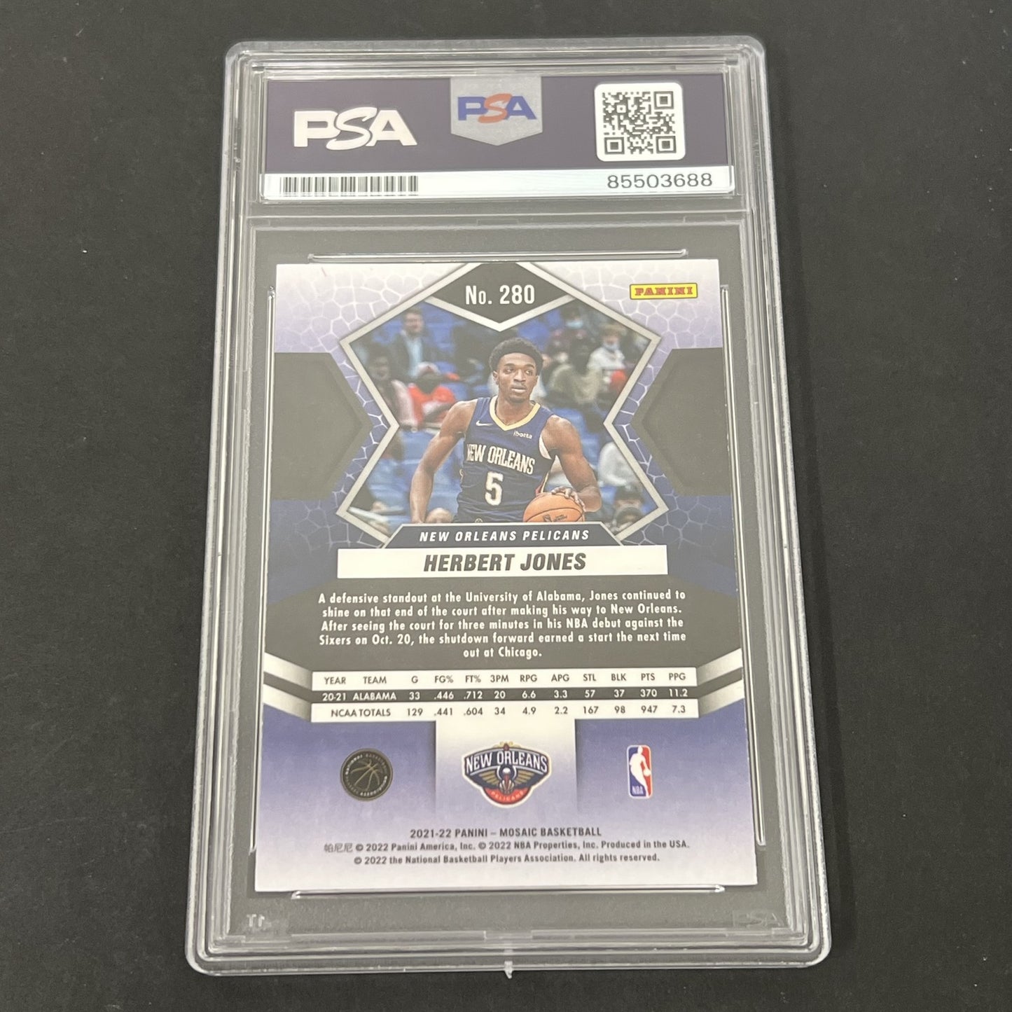 2021-22 Panini Mosaic Basketball #280 Herb Jones signed card PSA