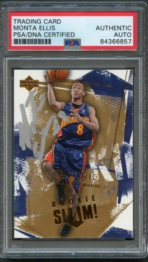 2005-06 Upper Deck ROOKIE SLAM #108 MONTA ELLIS Signed Rookie Card AUTO PSA Slab