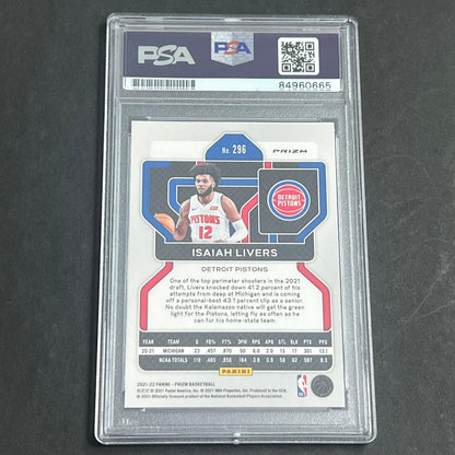 2021-2022 Panini Prizm #296 Isaiah Livers Signed Card AUTO PSA Slabbed RC Piston