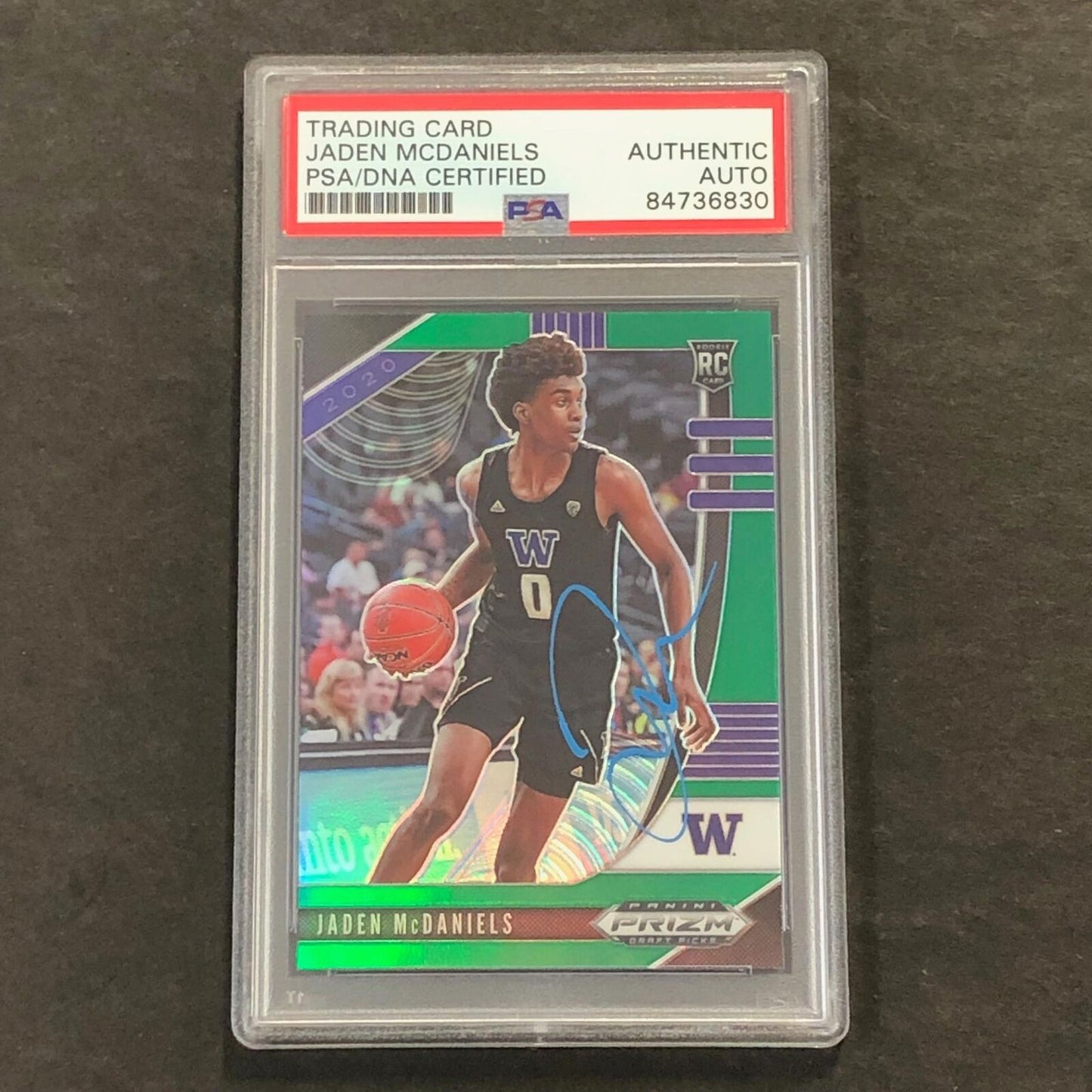 2020-21 Panini Prizm Draft Picks #11 Jaden McDaniels Signed Card AUTO PSA/DNA Sl
