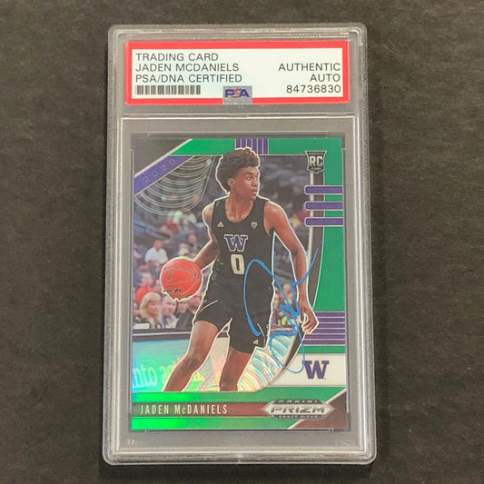 2020-21 Panini Prizm Draft Picks #11 Jaden McDaniels Signed Card AUTO PSA/DNA Sl