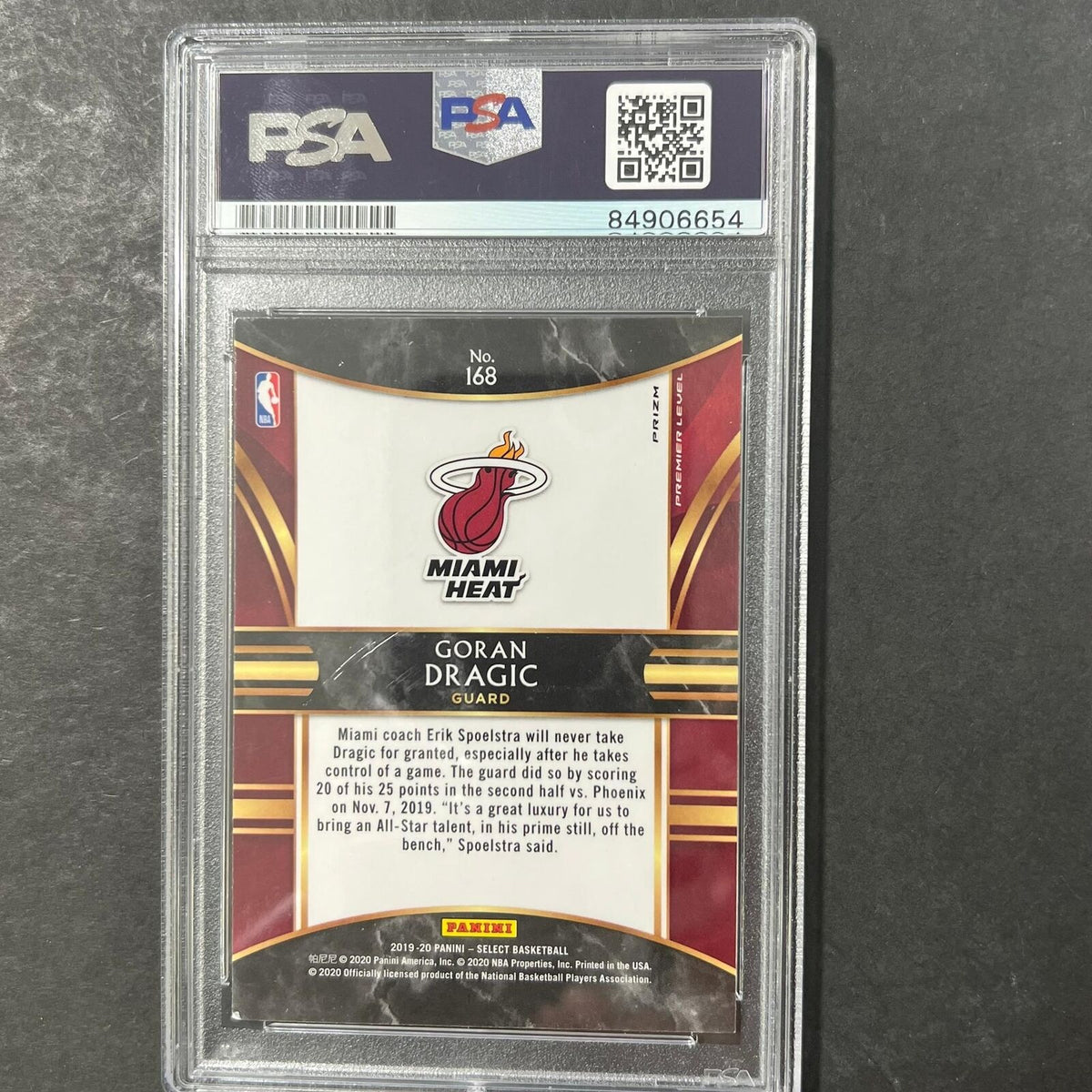 2019-20 Panini Select #168 Goran Dragic Signed Card AUTO PSA/DNA Slabbed Heat