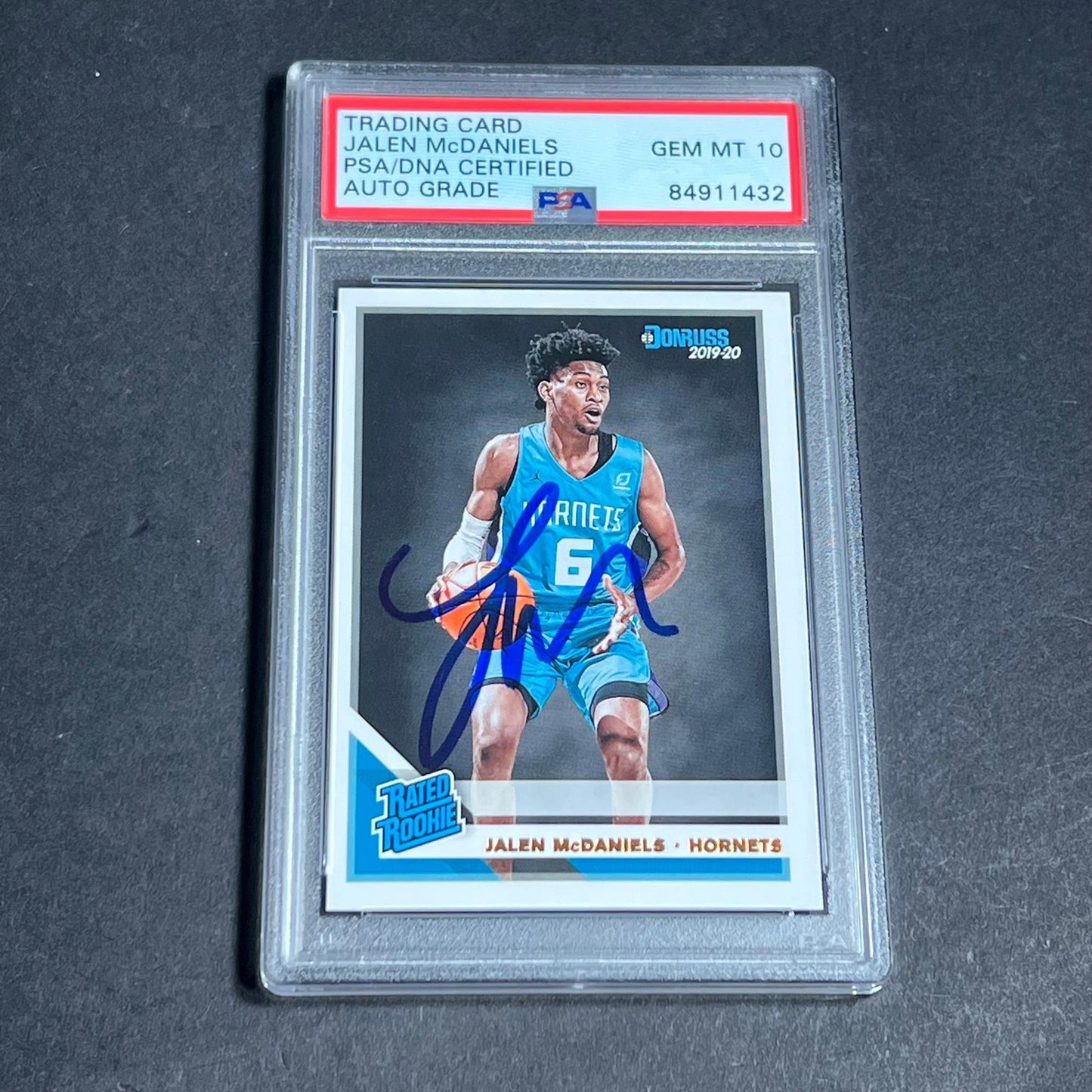 2019-20 Panini Donruss #247 Jalen McDaniels Signed Card AUTO 10 PSA Slabbed Horn
