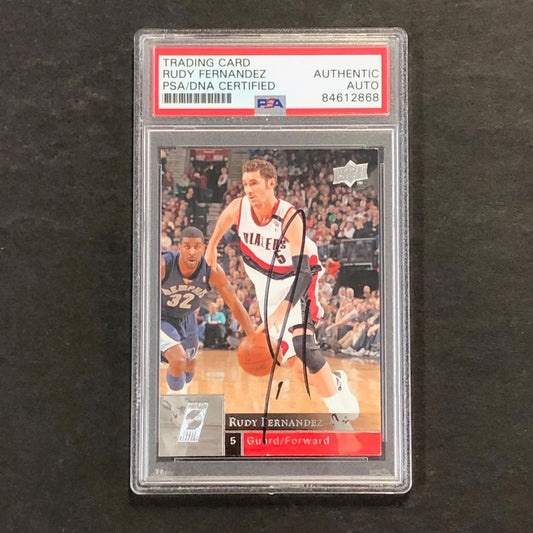 2009-10 Upper Deck First Edition #146 Rudy Fernandez Signed Card AUTO PSA Slabbe