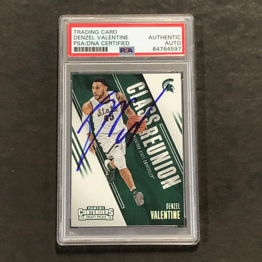 2016 Panini Contenders Draft Picks #12 Denzel Valentine Signed Card AUTO PSA Sla