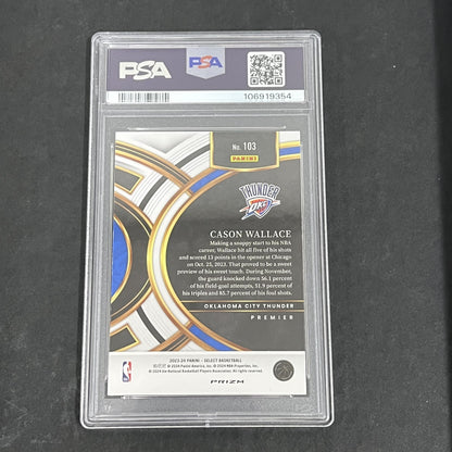 2023 Panini Select Blue Cracked Ice #103 Cason Wallace signed card PSA 9 Auto A