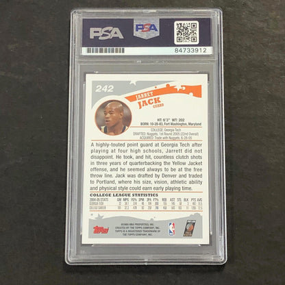 2005 Topps #242 Jarrett Jack Signed Card AUTO GRADE 10 PSA Slabbed RC Trail Blaz