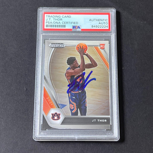 2021 Panini Prizm Draft Picks #28 JT Thor Signed Card AUTO PSA/DNA Slabbed RC Ho