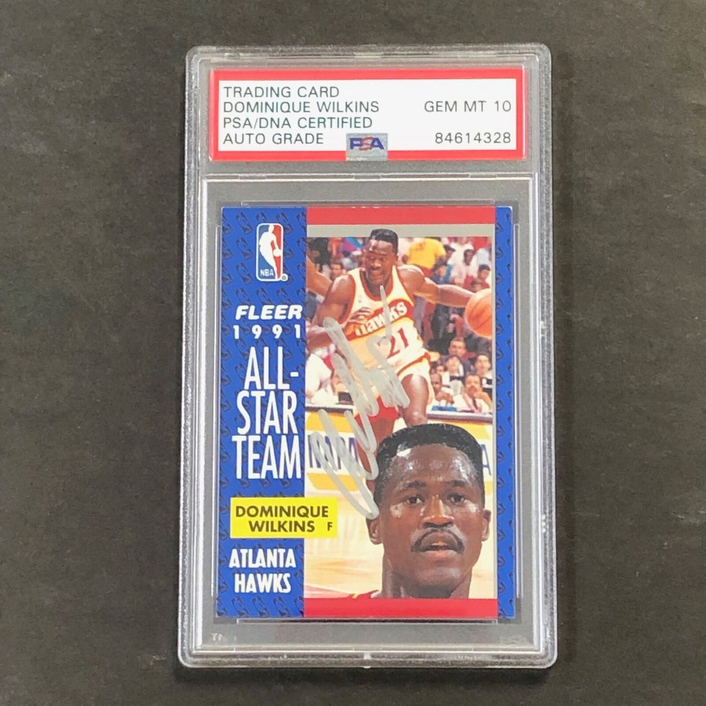 1991-92 Fleer Basketba All-Star #212 Dominique Wilkins Signed Card AUTO 10 PSA S