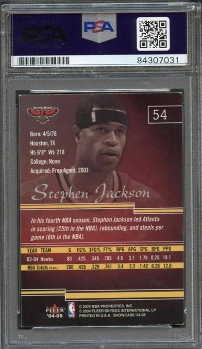 2004-05 Fleer Showcase #54 Stephen Jackson Signed Card AUTO PSA Slabbed