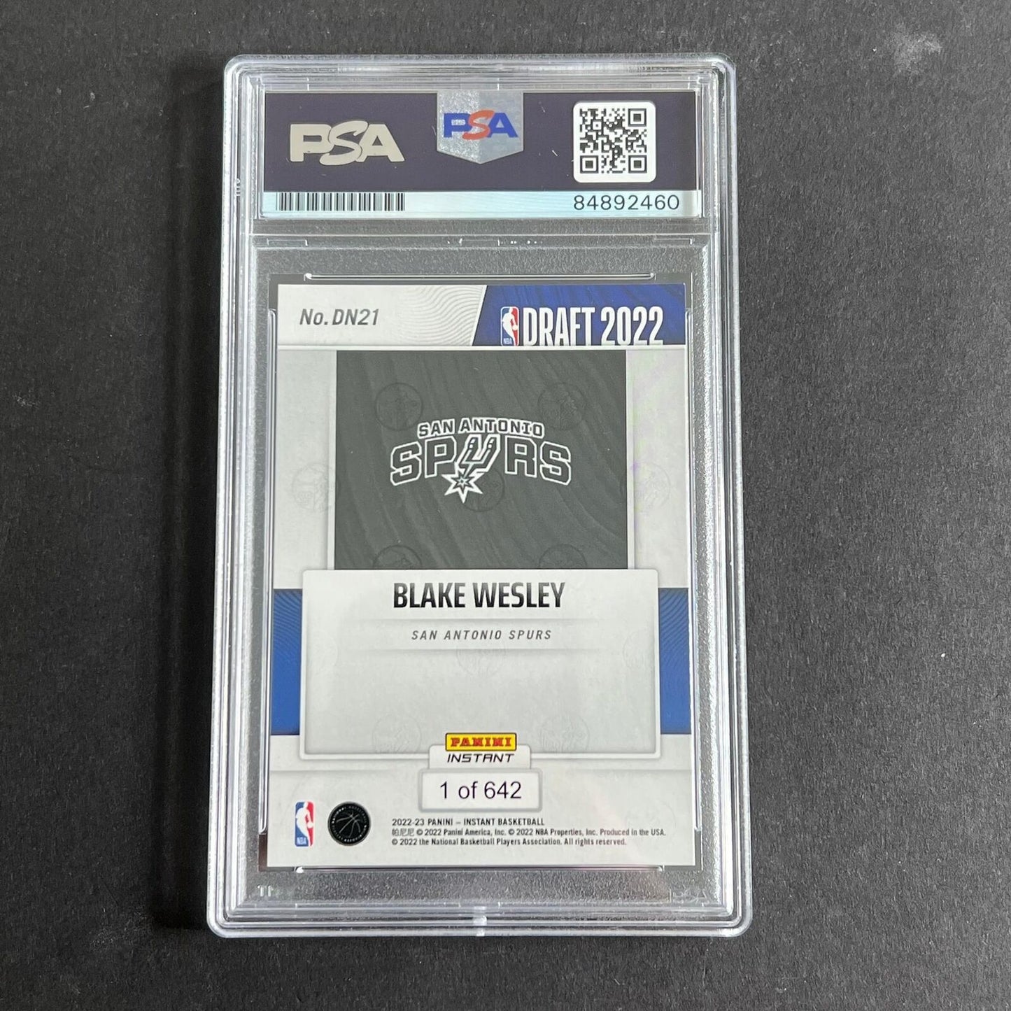 2022-23 Panini Instant #DN21 signed Blake Wesley Auto Card PSA/DNA Slabbed Draft