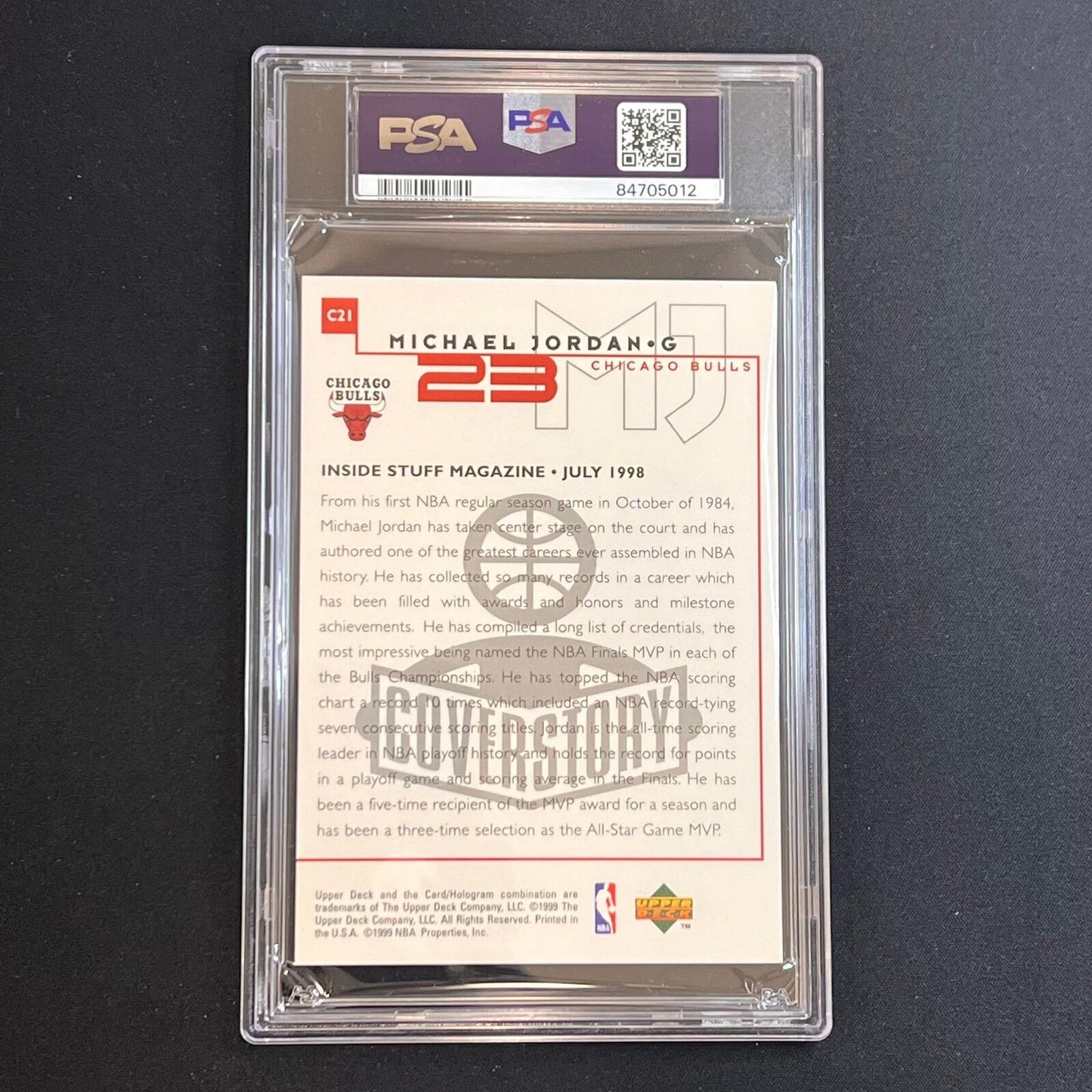 1999 Upper Deck MJ Retires Jumbo-Inside Stuff Magazine #C21 Michael Jordan PSA N