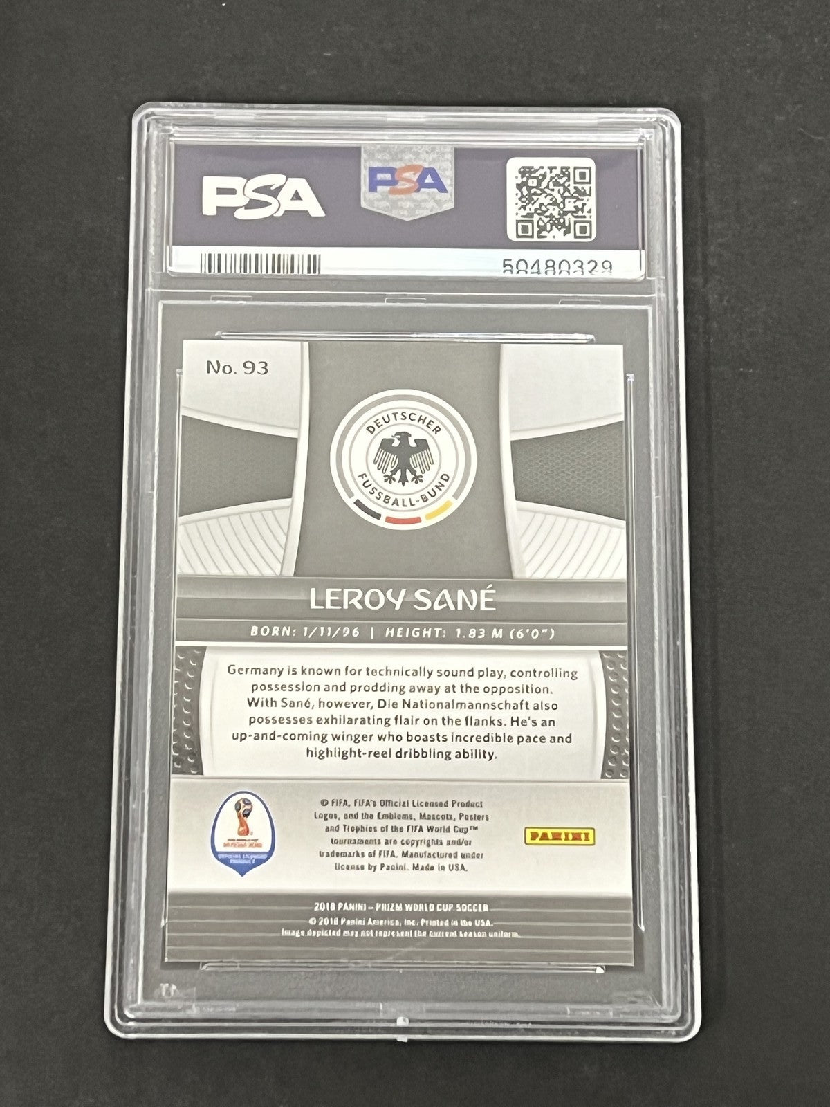 2018 Panini Prizm World Cup #93 Leroy Sane PSA 9