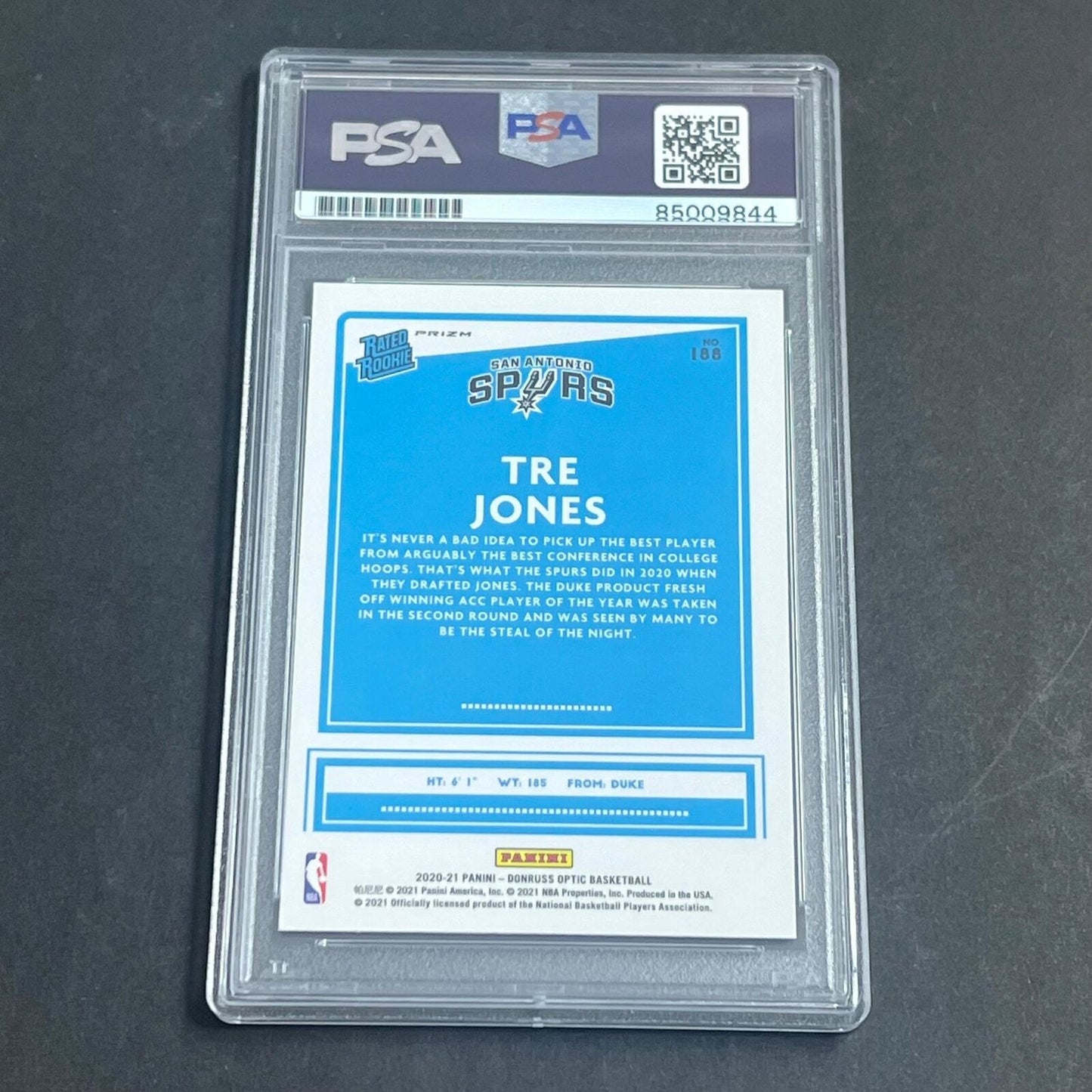 2020-21 Panini Donruss Optic #188 Tre Jones Signed Card AUTO PSA/DNA Slabbed RC