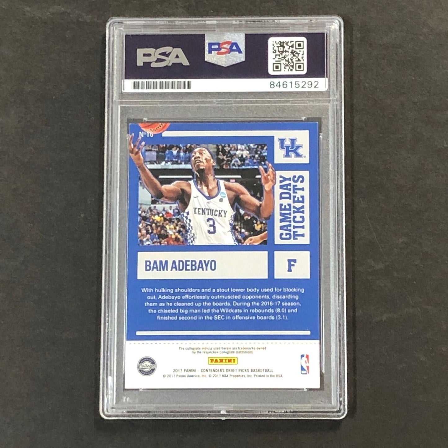 2017 Contenders Game Day Tickets #16 BAM ADEBAYO Signed Card AUTO PSA Slabbed Ke