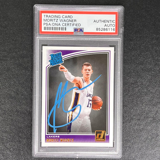 2018-19 Panini Donruss Rated Rookie #197 Moritz Wagner Signed Card AUTO PSA Slab