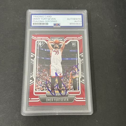 2021-22 Panini Chronicles Playbook #283 Omer Yurtseven signed card PSA Heat