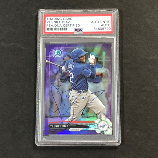 2017 Bowman Draft Purple Refractor #BDC-151 Yusniel Diaz Signed Card PSA Slabbed