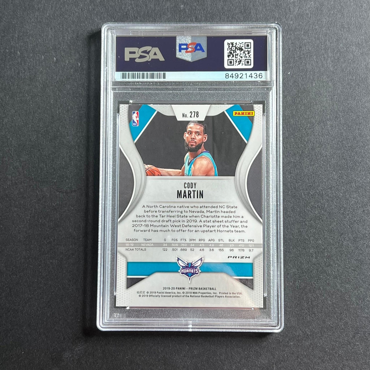 2019-20 Panini Prizim #278 Cody Martin Signed Card AUTO 10 PSA/DNA Slabbed RC Ho