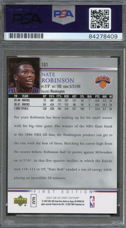 2007-08 Upper Deck First Edition #101 Nate Robinson Signed Card AUTO PSA Slabbed