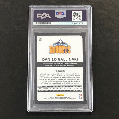 2015-16 Panini Complete #78 Danilo Gallinari Signed AUTO 10 PSA Slabbed Nuggets
