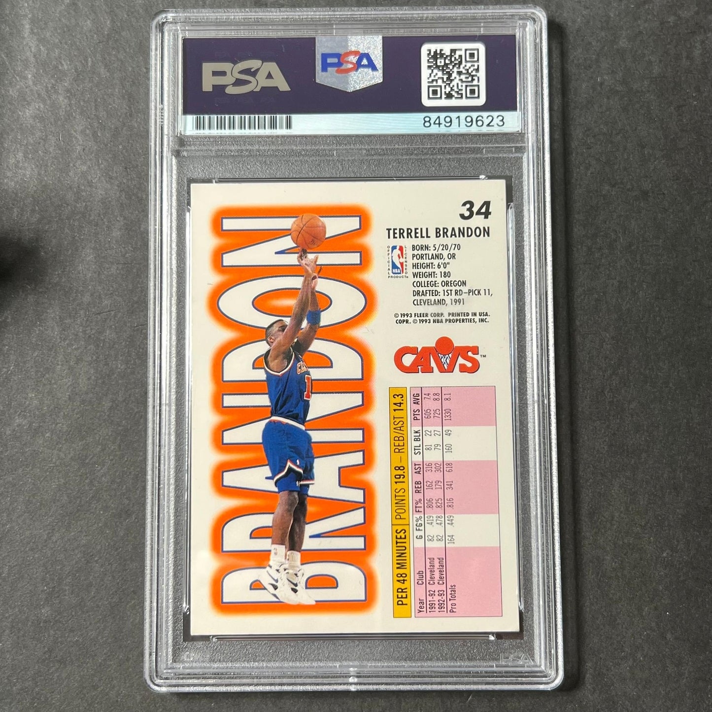 1993-94 Fleer #39 Terrell Brandon Signed Card AUTO PSA/DNA Slabbed Cavaliers