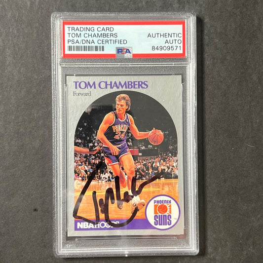 1990-91 NBA Hoops #234 Tom Chambers Signed Card AUTO PSA Slabbed Suns