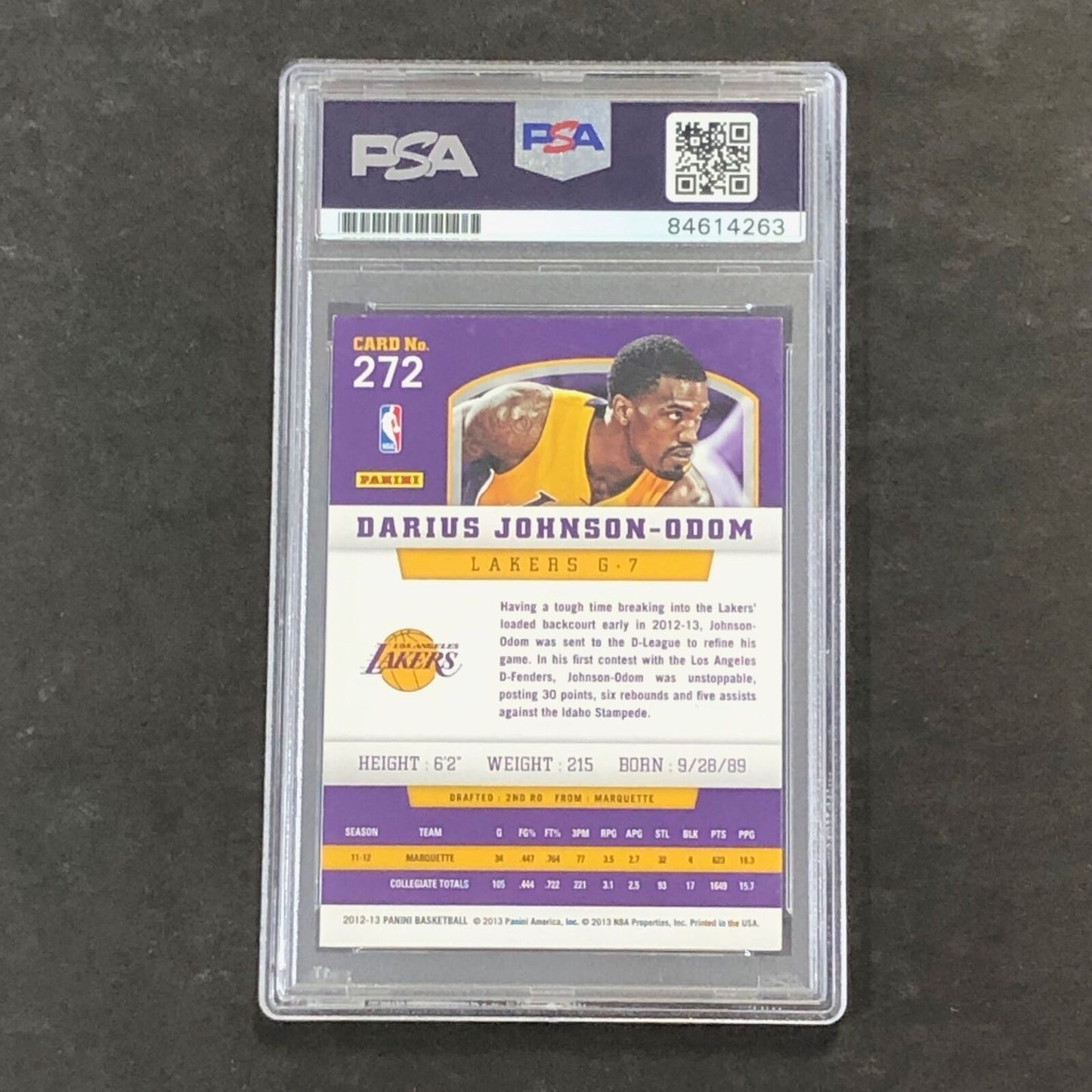 2012-13 Panini #272 Darius Johnson-Odom Signed Card Auto 10 PSA Slabbed Lakers