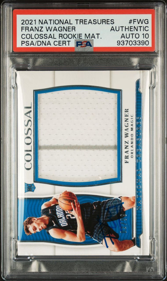 2021 National Treasures Colossal Jumbo Mat. #FWG Franz Wagner Signed Card Authen