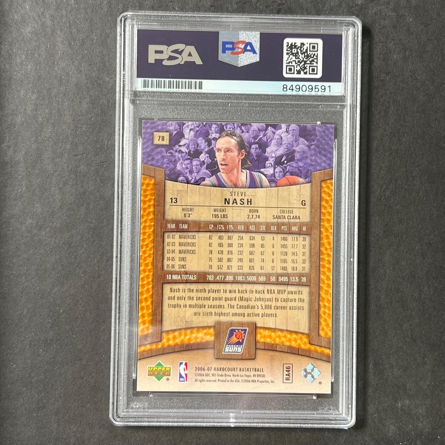 2006-07 Upper Deck Hardcourt #78 Steve Nash Signed Card AUTO PSA/DNA Slabbed Sun