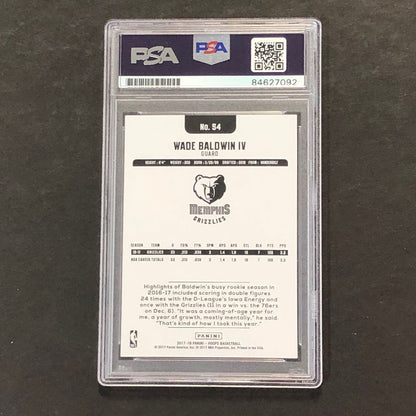 2017-18 NBA Hoops #54 Wade Baldwin IV Signed Card AUTO GRADE 10 PSA Slabbed Griz
