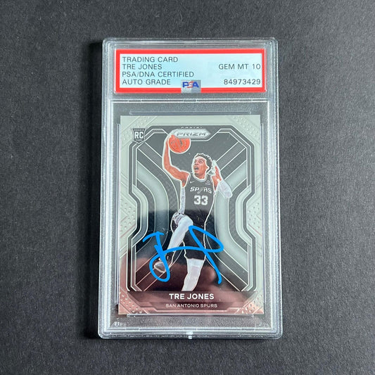 2021 Panini Prizm #291 Tre Jones Signed Card AUTO GRADE 10 PSA/DNA Slabbed RC Sp