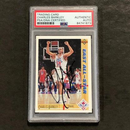 1991-92 Upper Deck All Star #70 Charles Barkley Signed Card AUTO PSA Slabbed Six