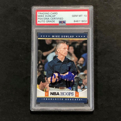 2012-13 NBA Hoops #222 Mike Dunlap Signed Card AUTO 10 PSA Slabbed Bobcats