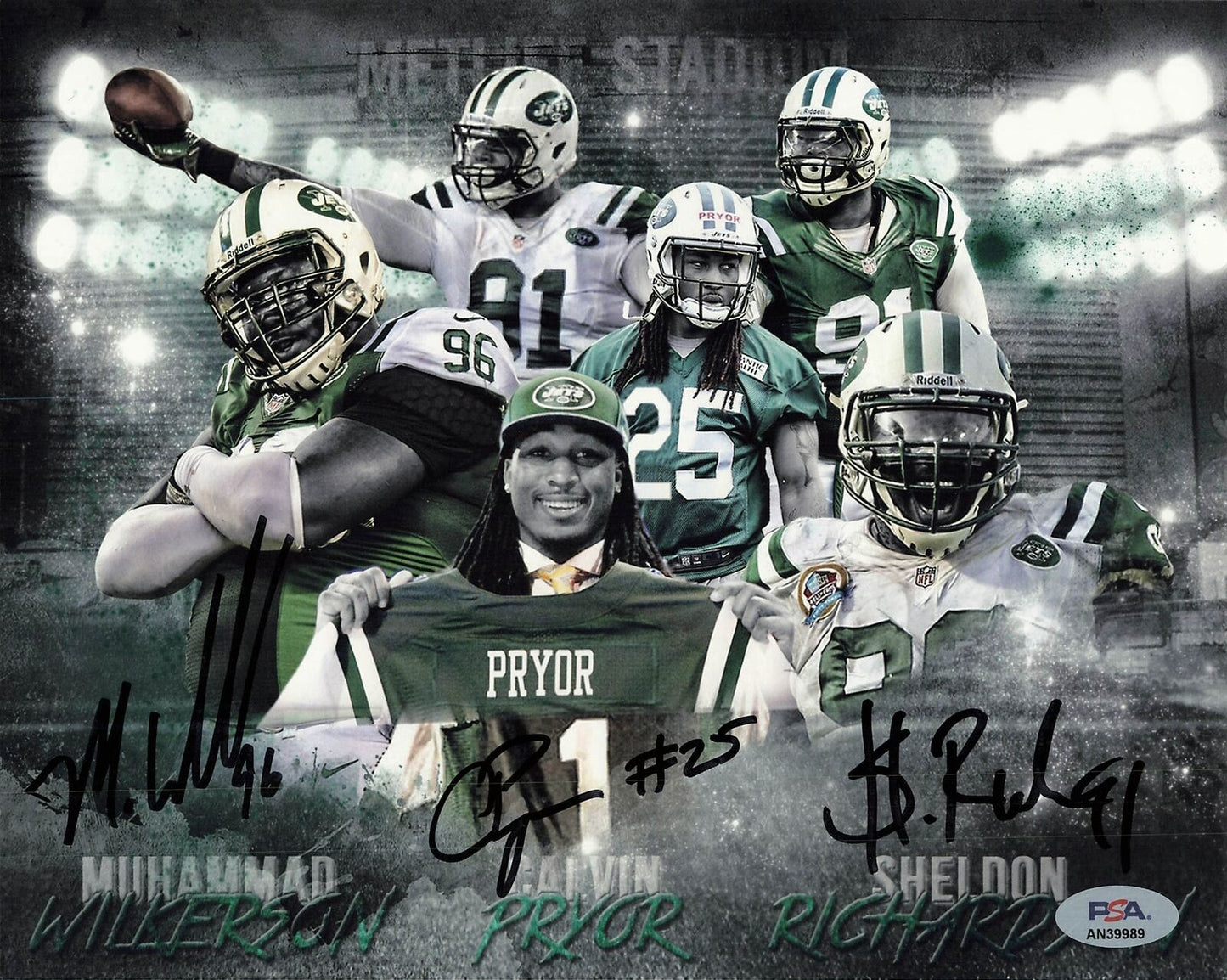 Sheldon Richardson, Alvin Pryor, and Muhammad Wilkerson signed 8x10 photo PSA/DN