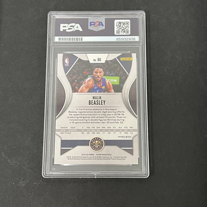 2019-20 Panini Prizm #86 Malik Beasley signed card PSA Auto 10 Nuggets