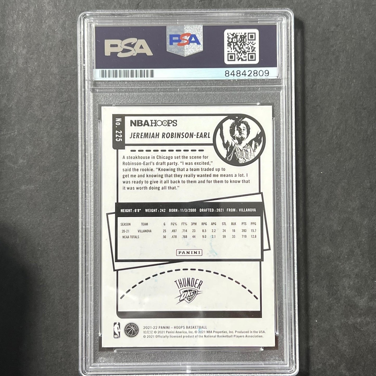 2021-22 Panini Hoops #225 Jeremiah Robinson-Earl Signed Card AUTO PSA Slabbed Th