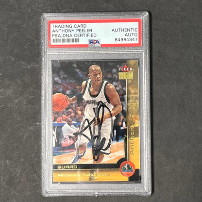 2000-01 Fleer Premium #66 Anthony Peeler Signed Card AUTO PSA Slabbed Timberwolv