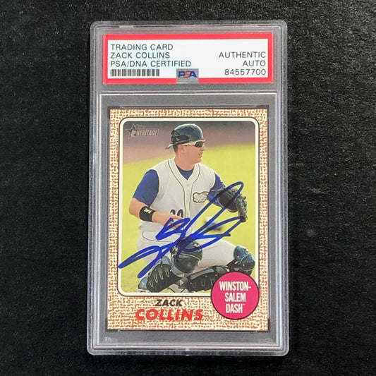 2017 Topps Heritage Minor League #91 Zack Collins Signed Card PSA Slabbed Auto W