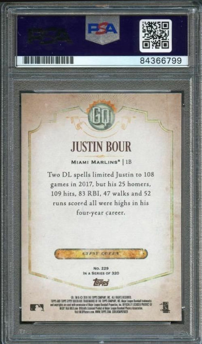2018 TOPPS GYPSY QUEEN #229 JUSTIN BOUR Signed Card PSA Slabbed Auto Marlins